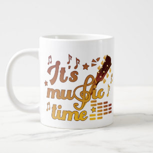 Taza De Café Gigante Es momento de la música, guitarra de oro musical