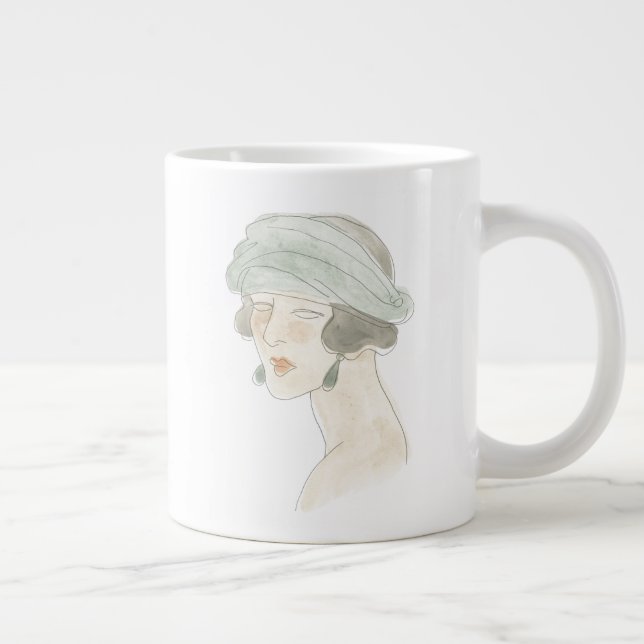 Taza De Café Gigante Esbozo de moda de flapper - Retrato (Derecha)