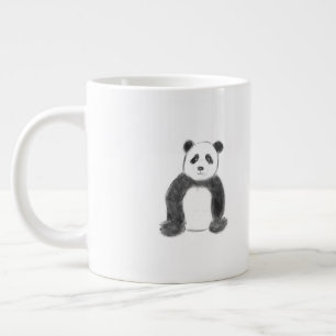 Taza De Café Gigante Esbozo de panda blanco y negro
