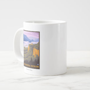 Taza De Café Gigante Escena de la garganta del río Columbia con el