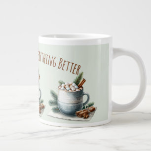 Taza De Café Gigante Escena de malvavisco de cacao invernal acogedor
