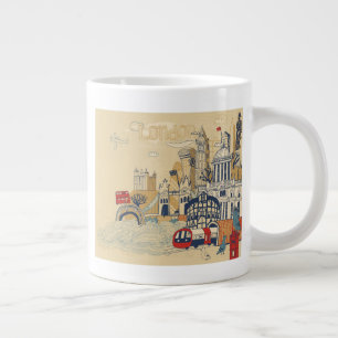 Taza De Café Gigante Escena del Doodle de Londres