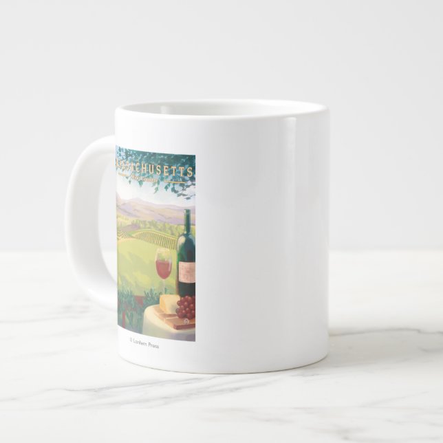 Taza De Café Gigante Escena del país de MassachusettsWine (Izquierda)