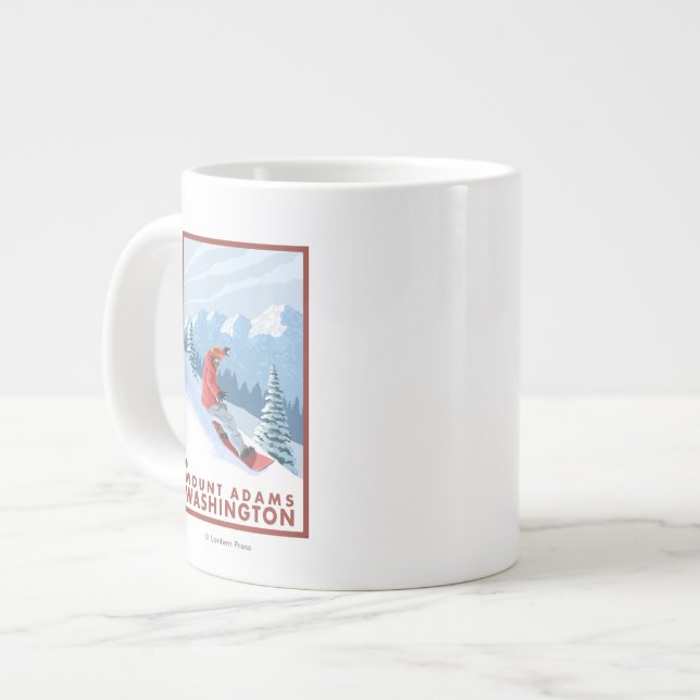 Taza De Café Gigante Escena del Snowboarder - soporte Adams, Washington (Izquierda)