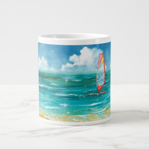 Taza De Café Gigante Escena tranquila de windsurf
