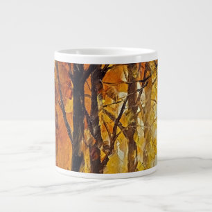Taza De Café Gigante escenario forestal en tonos de otoño dorados