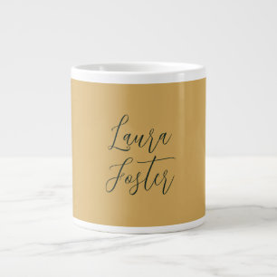 Taza De Café Gigante Escritura a mano clásica Nombre elegante Color dor