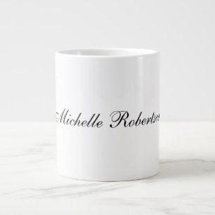 Taza De Café Gigante Escritura a mano de moda Minimalista en blanco neg