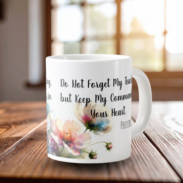 Taza De Café Gigante Escritura floral (Scripture ..do not forget.. floral elegant design,)