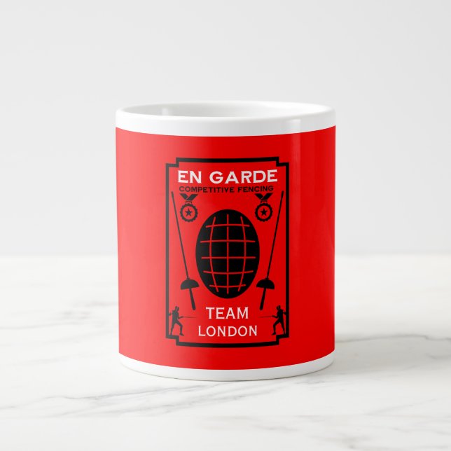 Taza De Café Gigante Esgrima de espadas competitiva (Frente)