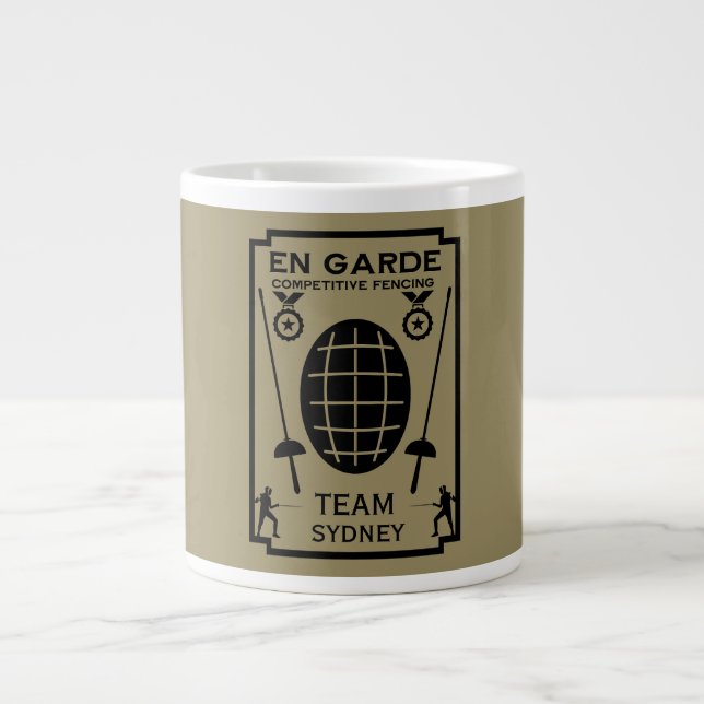 Taza De Café Gigante Esgrima de espadas competitiva (Frente)