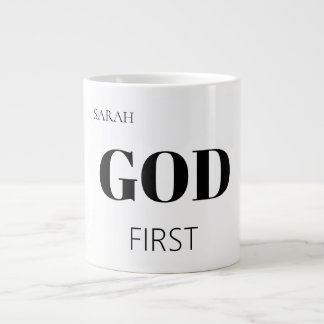 Taza De Café Gigante Eslogan de lema de fe primero de Dios moderno y au