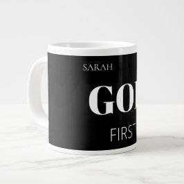 Taza De Café Gigante Eslogan moderno y atrevido en negro Dios primero F