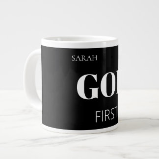 Taza De Café Gigante Eslogan moderno y atrevido en negro Dios primero F