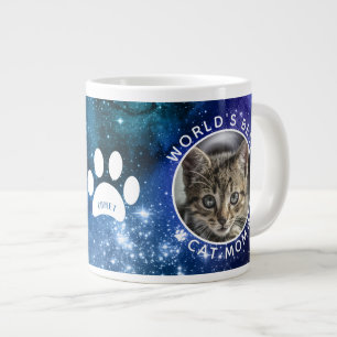 Taza De Café Gigante Espacio de Foto de Huellas de la Mejor Mamá de Gat
