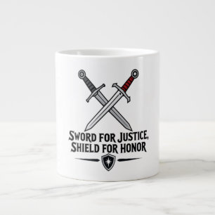 Taza De Café Gigante Espada por la Justicia Escudo por el Honor Fantasí