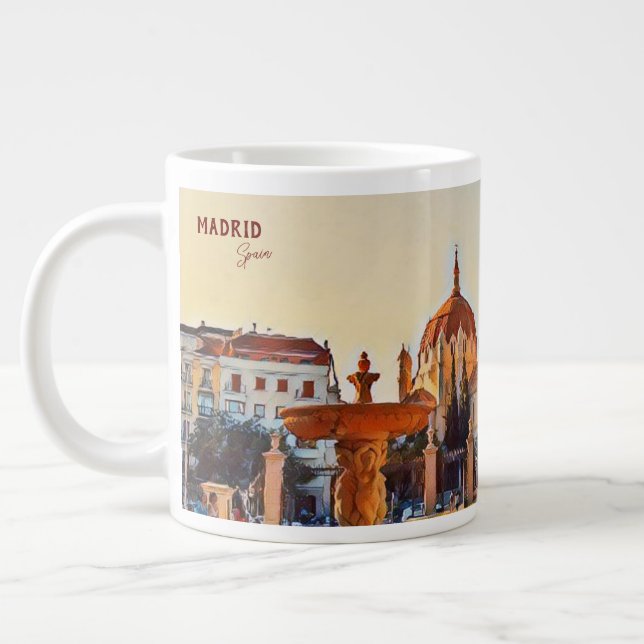 Taza De Café Gigante España Madrid Panorama de viajes Coffee Mug (Izquierda)