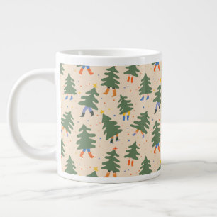 Taza De Café Gigante Espectacular patrón de árboles navideños
