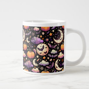 Taza De Café Gigante Espectacular patrón de cielo nocturno de Halloween