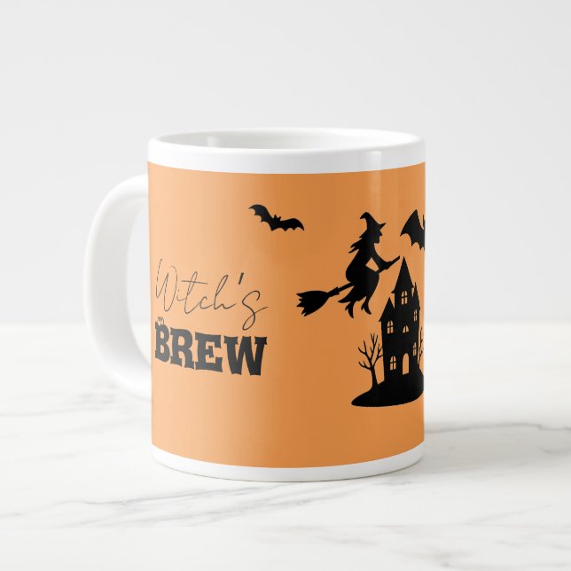 Taza De Café Gigante Espeluznante casa embrujada y silueta de brujas | (Izquierda)