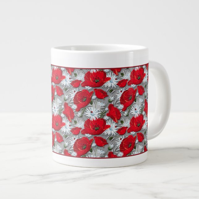 Taza De Café Gigante Espías rojas magníficas patrón de flores de verano (Derecha)
