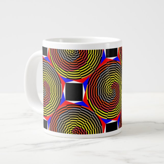 Taza De Café Gigante Espiral azul amarillo rojo de Kenneth Yoncich (Izquierda)