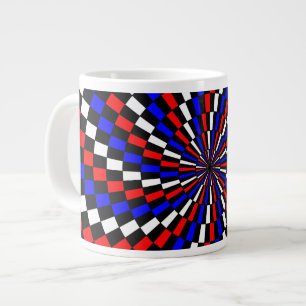 Taza De Café Gigante Espiral del verificador azul blanco rojo de Kennet