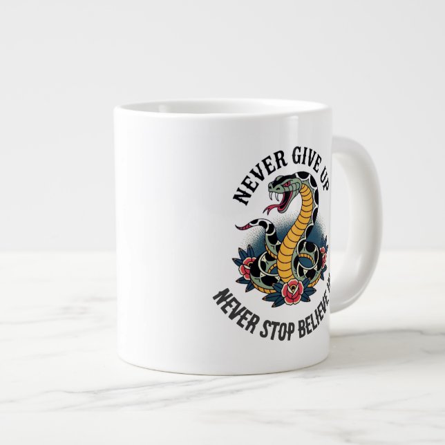 Taza De Café Gigante Espíritu intrépido: Audaz arte de la serpiente y l (Derecha)