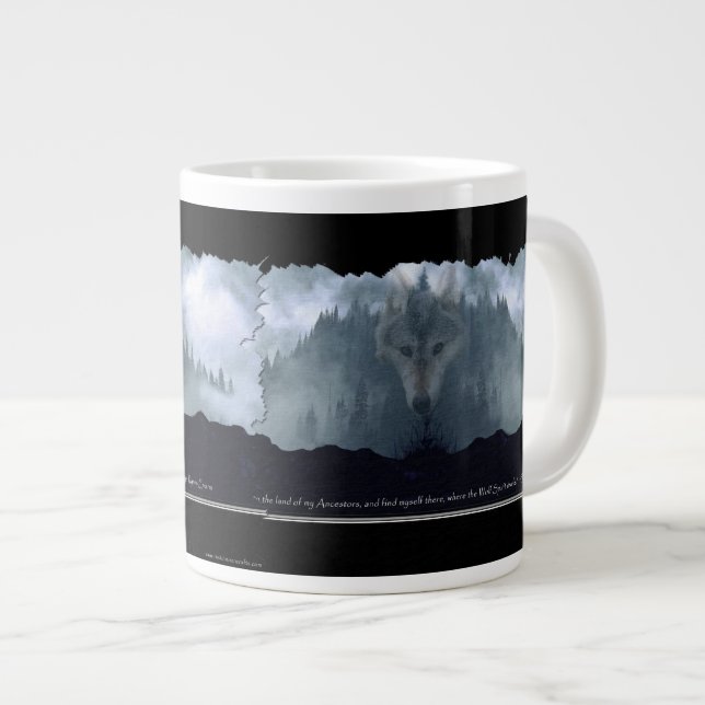 Taza De Café Gigante Espíritu lobo y sopa Jumbo de montaña y café Mug (Derecha)