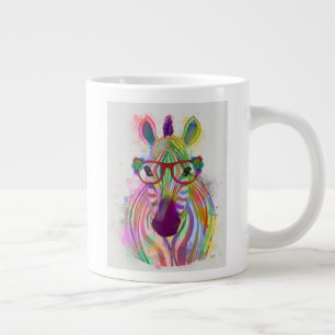 Taza De Café Gigante Esplandor de arco iris cebra