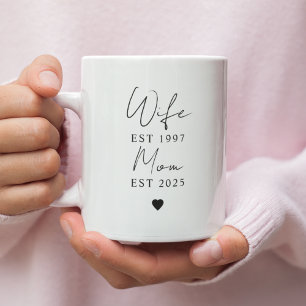 Taza De Café Gigante Esposa Mamá EST Year Mug   Familia Personalizado m