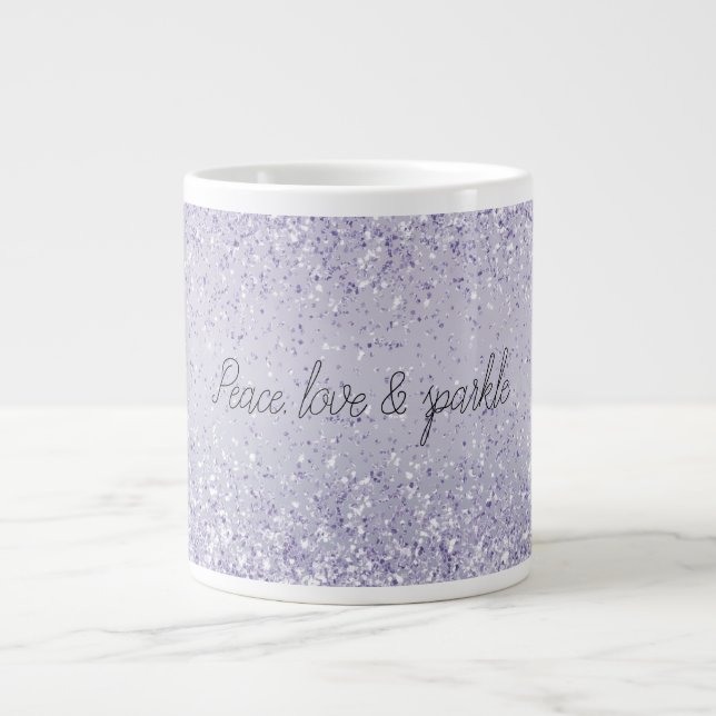 Taza De Café Gigante Espuma Purpurina Ombre de Lavanda Púrpura (Frente)