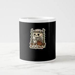 Taza De Café Gigante Esqueleto Cottagecore con Corona de Flores