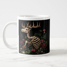 Taza De Café Gigante Esqueleto de ciervo Floral gótica mística
