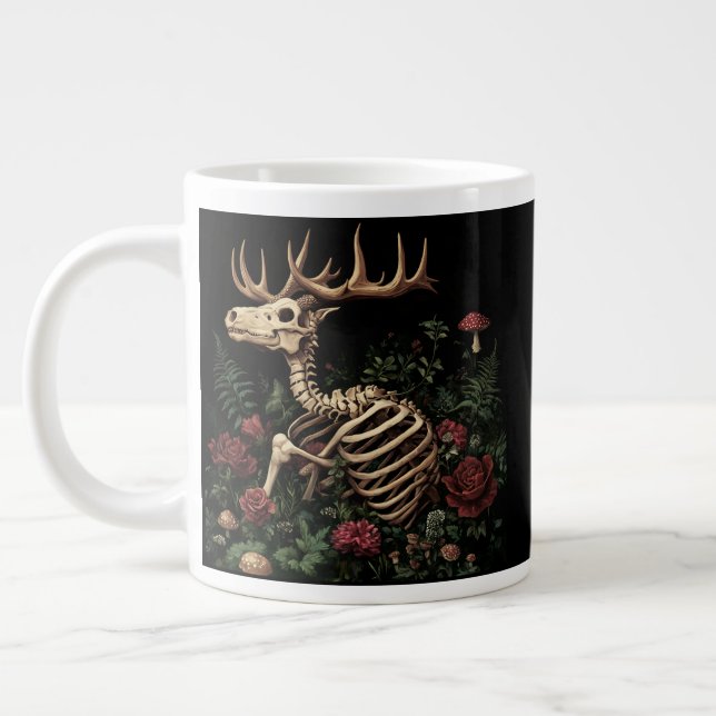 Taza De Café Gigante Esqueleto de ciervo Floral gótica mística (Izquierda)