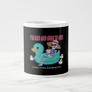 Taza De Café Gigante Esqueleto Sarcástico Divertido "He Muerto y He Ido
