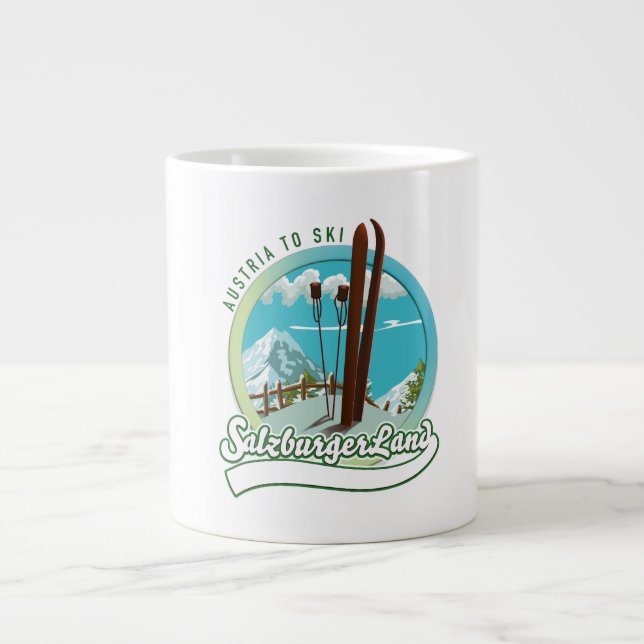 Taza De Café Gigante Esquí austríaco de Salzburgerland (Frente)