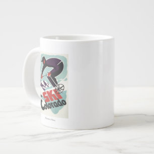 Taza De Café Gigante Esquiador negro y púrpura vestido