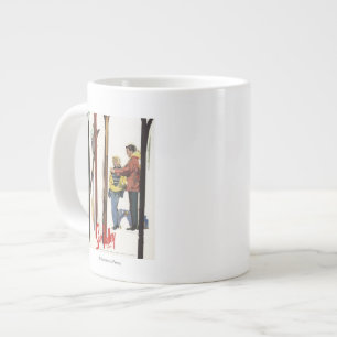 Taza De Café Gigante Esquíes de pie en nieve por Poster de pareja