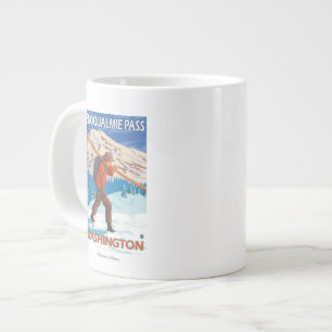 Taza De Café Gigante Esquís de la nieve del esquiador que llevan - pas