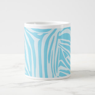 Taza De Café Gigante Estampado de cebra azul y blanco en negrita