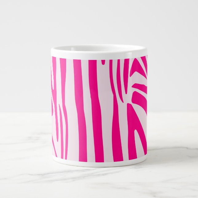 Taza De Café Gigante Estampado de cebra rosa (Frente)
