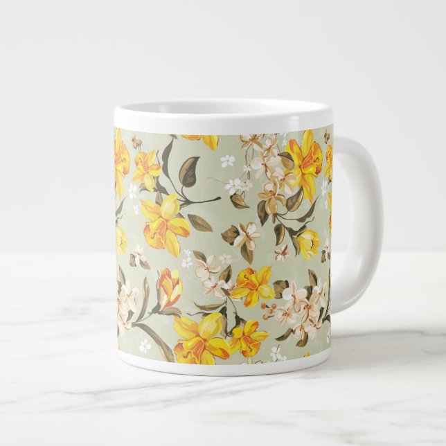 Taza De Café Gigante Estampado de flores brillante hermoso elegante (Derecha)