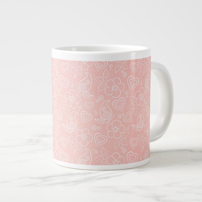 Taza De Café Gigante Estampado de flores decorativo (Derecha)