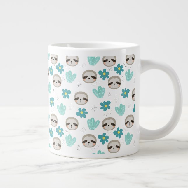 Taza De Café Gigante Estampado de flores dulce de la pereza (Derecha)