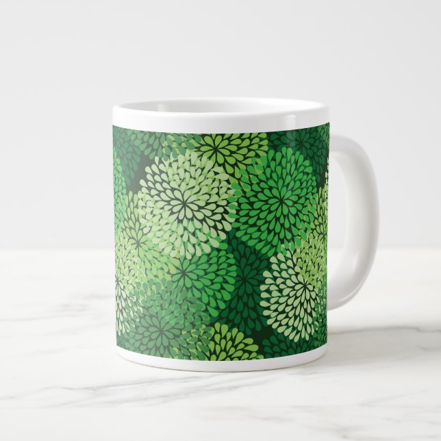 Taza De Café Gigante Estampado de flores verde (Derecha)