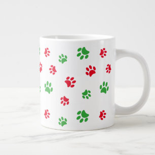 Taza De Café Gigante Estampado de huellas de patas rojas y verdes linda