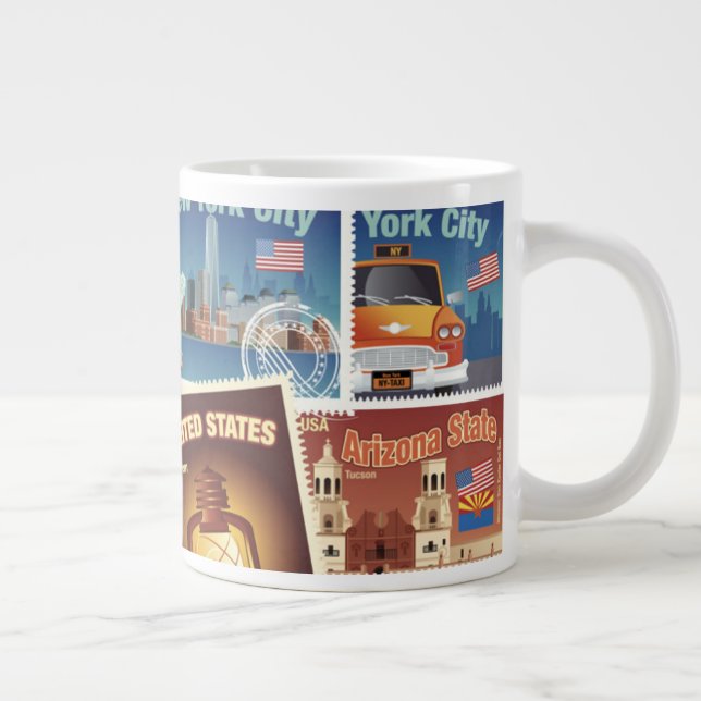 Taza De Café Gigante Estampilla de rehenes de Estados Unidos (Derecha)