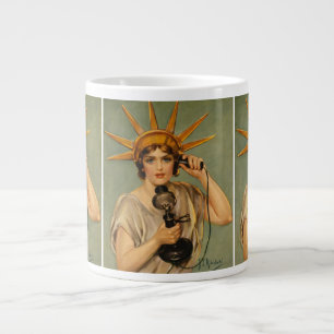 Taza De Café Gigante Estatua de la Libertad vintage, anuncio patriótico