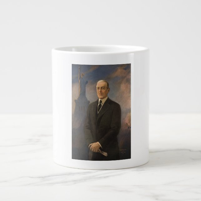 Taza De Café Gigante Estatua de la Libertad y Presidente Woodrow Wilson (Frente)